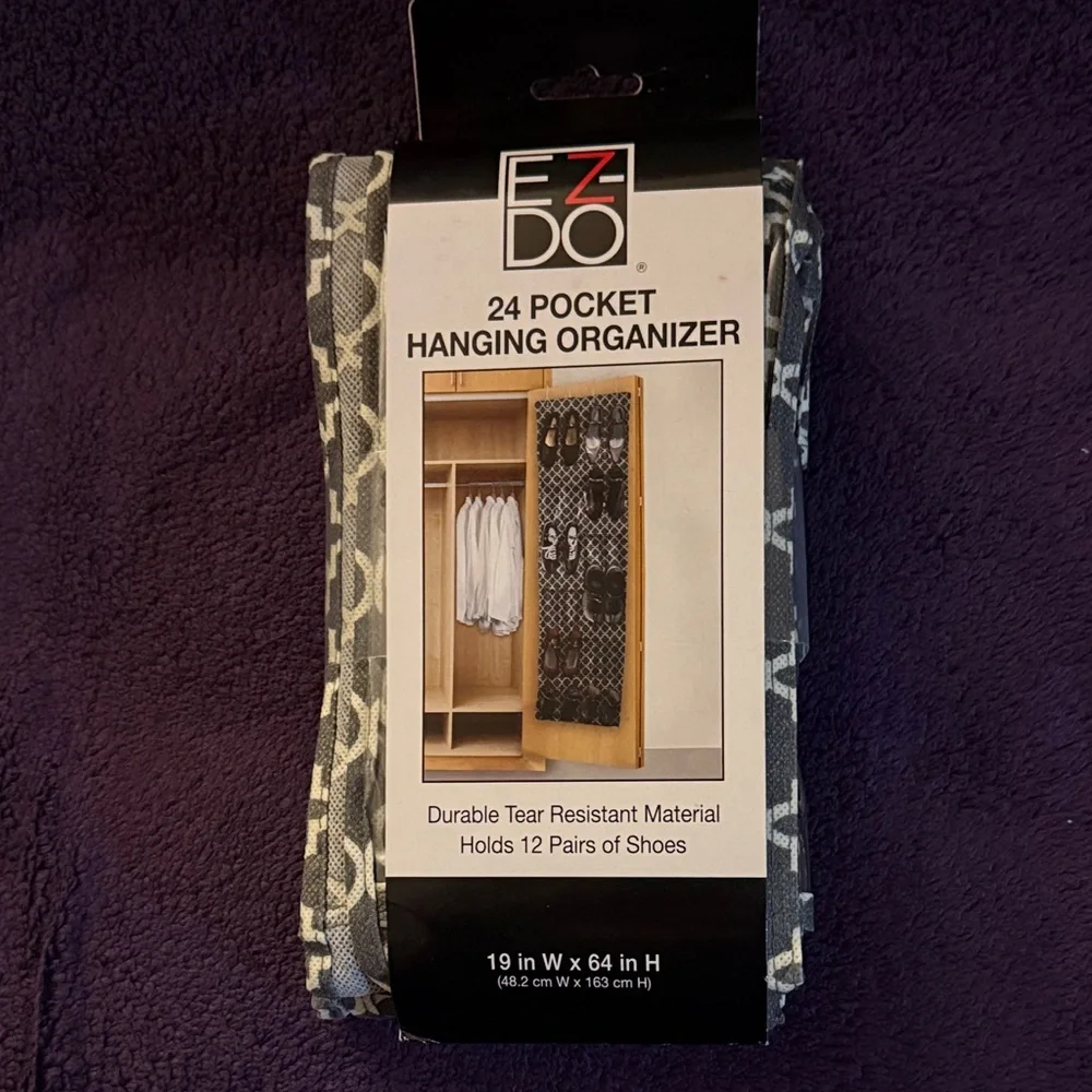 NEW. Gray & White 24-Pocket Hanging Organizer